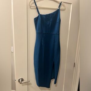 Lulu's Asymmetrical Teal Dress